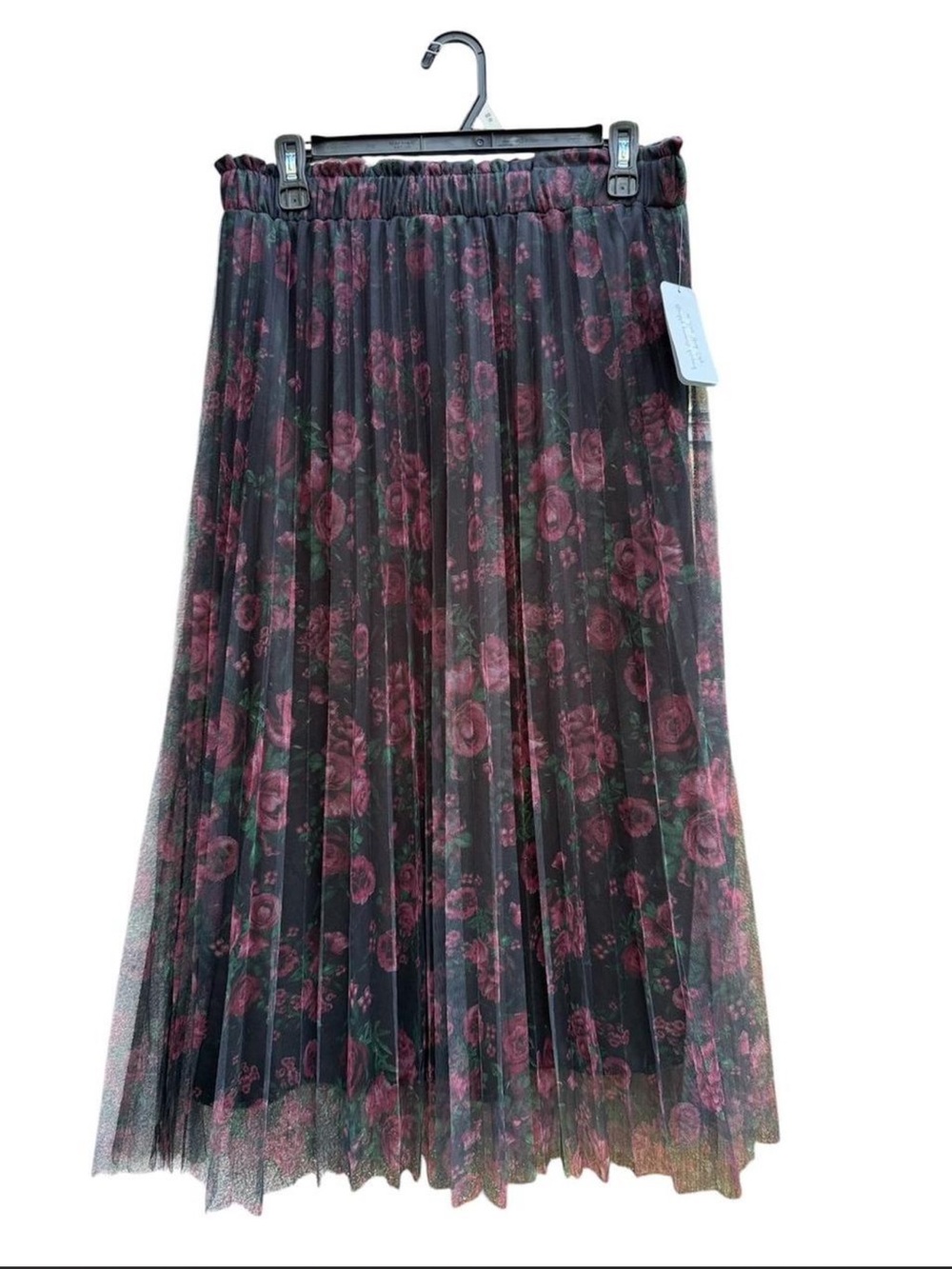 Metro Wear Black Midi Skirt with Rose Print